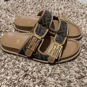 Fendi Brown and Black Sandals